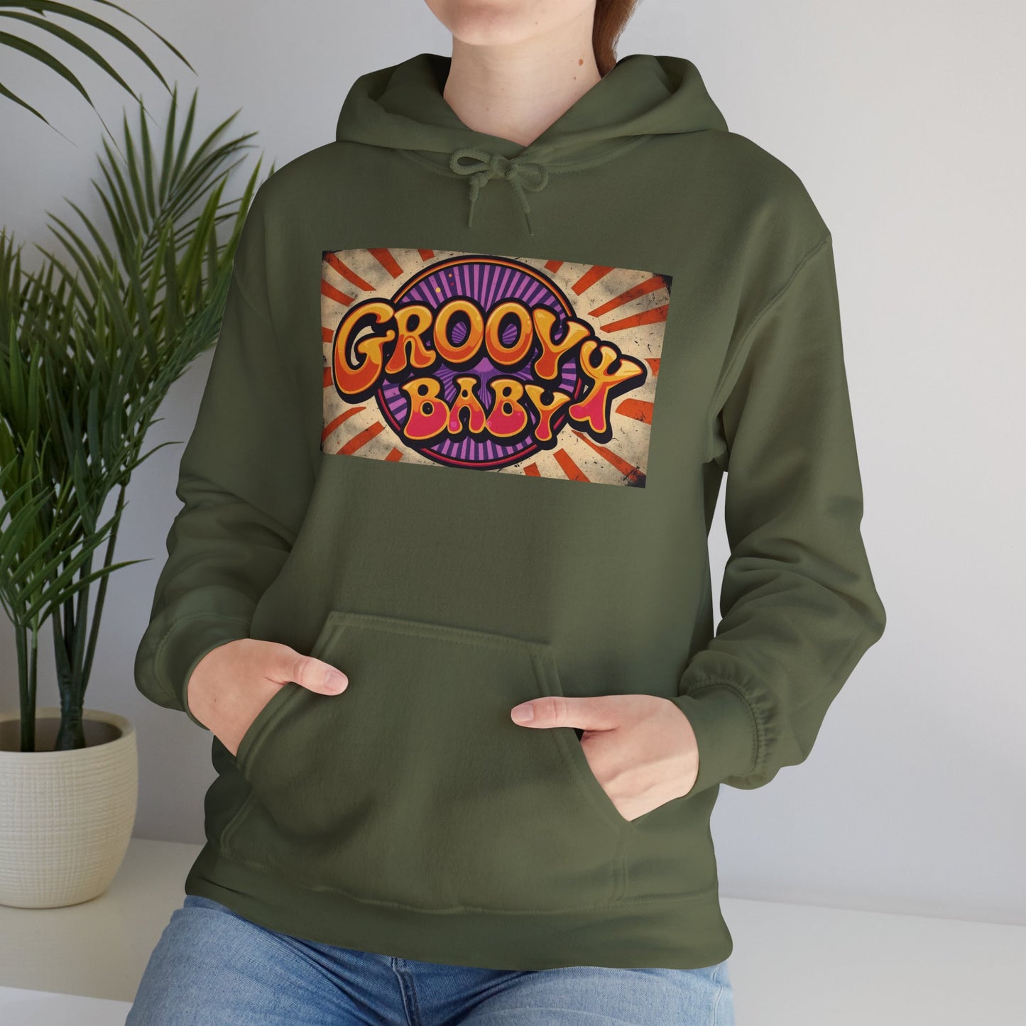 'GROOVY BABY' Hoodie, Unisex Heavy Blend Sweatshirt, Hooded Sweater, Hooded Jumper.