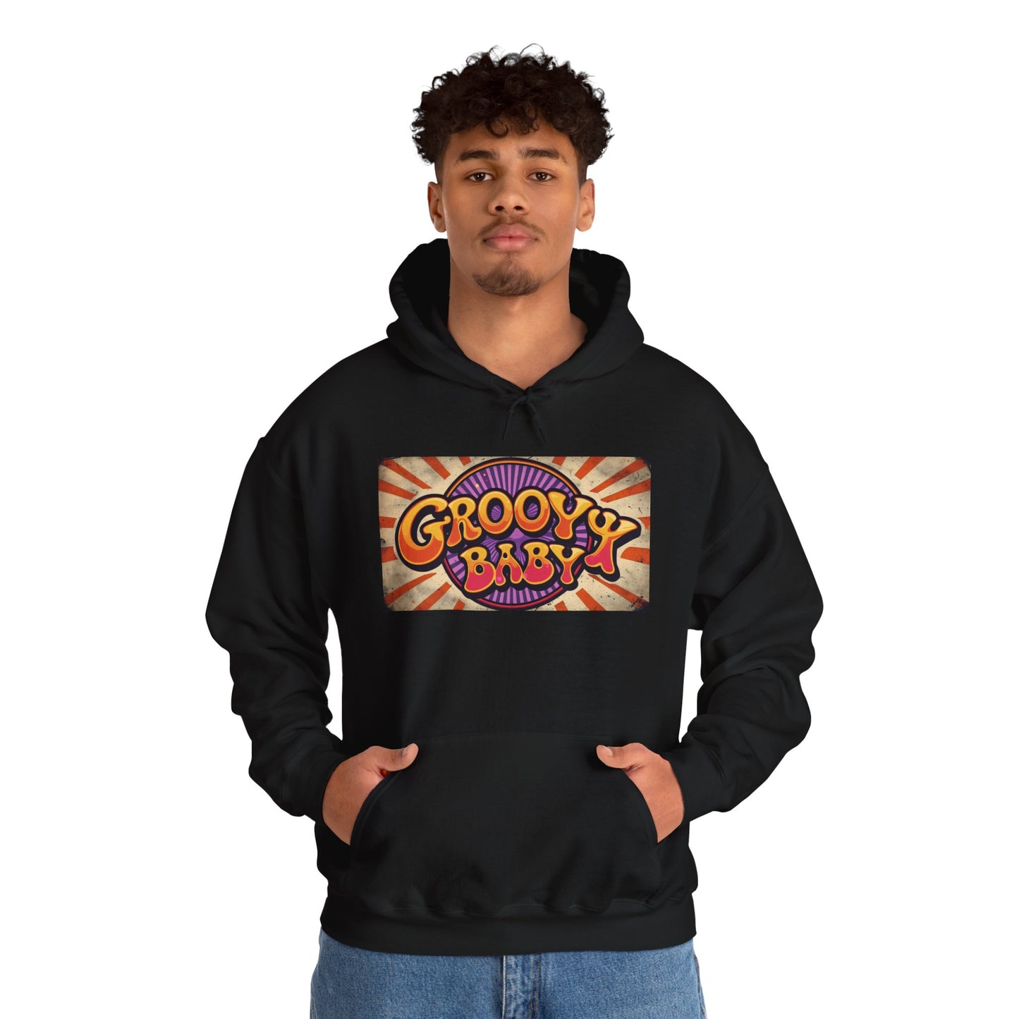'GROOVY BABY' Hoodie, Unisex Heavy Blend Sweatshirt, Hooded Sweater, Hooded Jumper.