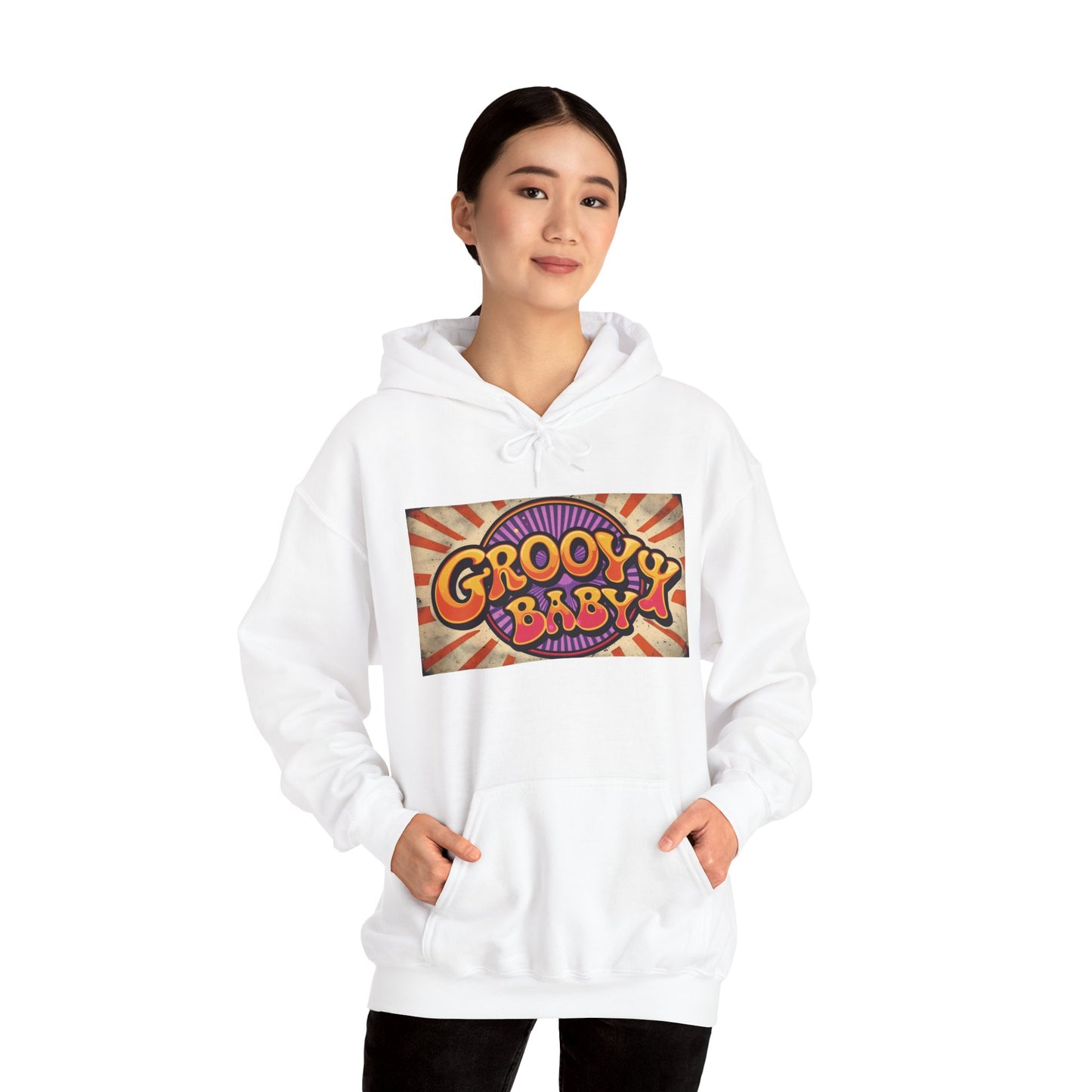 'GROOVY BABY' Hoodie, Unisex Heavy Blend Sweatshirt, Hooded Sweater, Hooded Jumper.