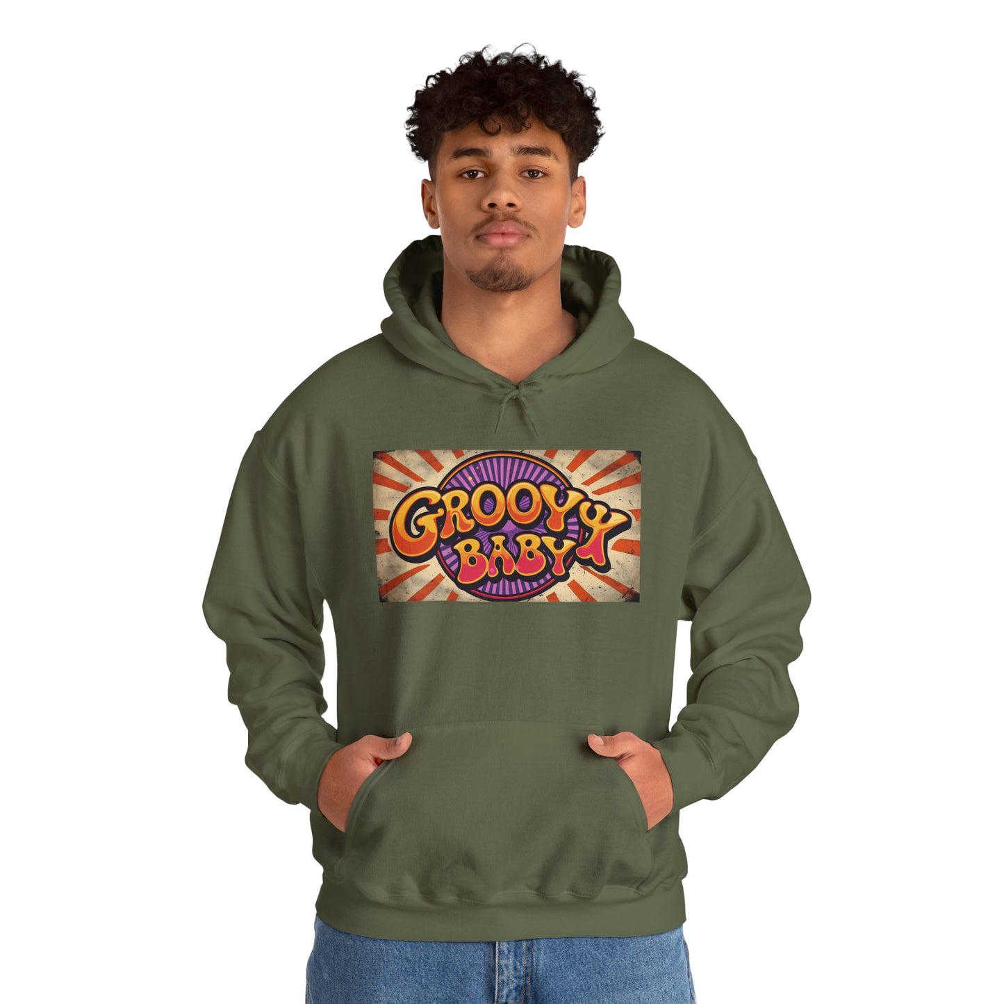 'GROOVY BABY' Hoodie, Unisex Heavy Blend Sweatshirt, Hooded Sweater, Hooded Jumper.