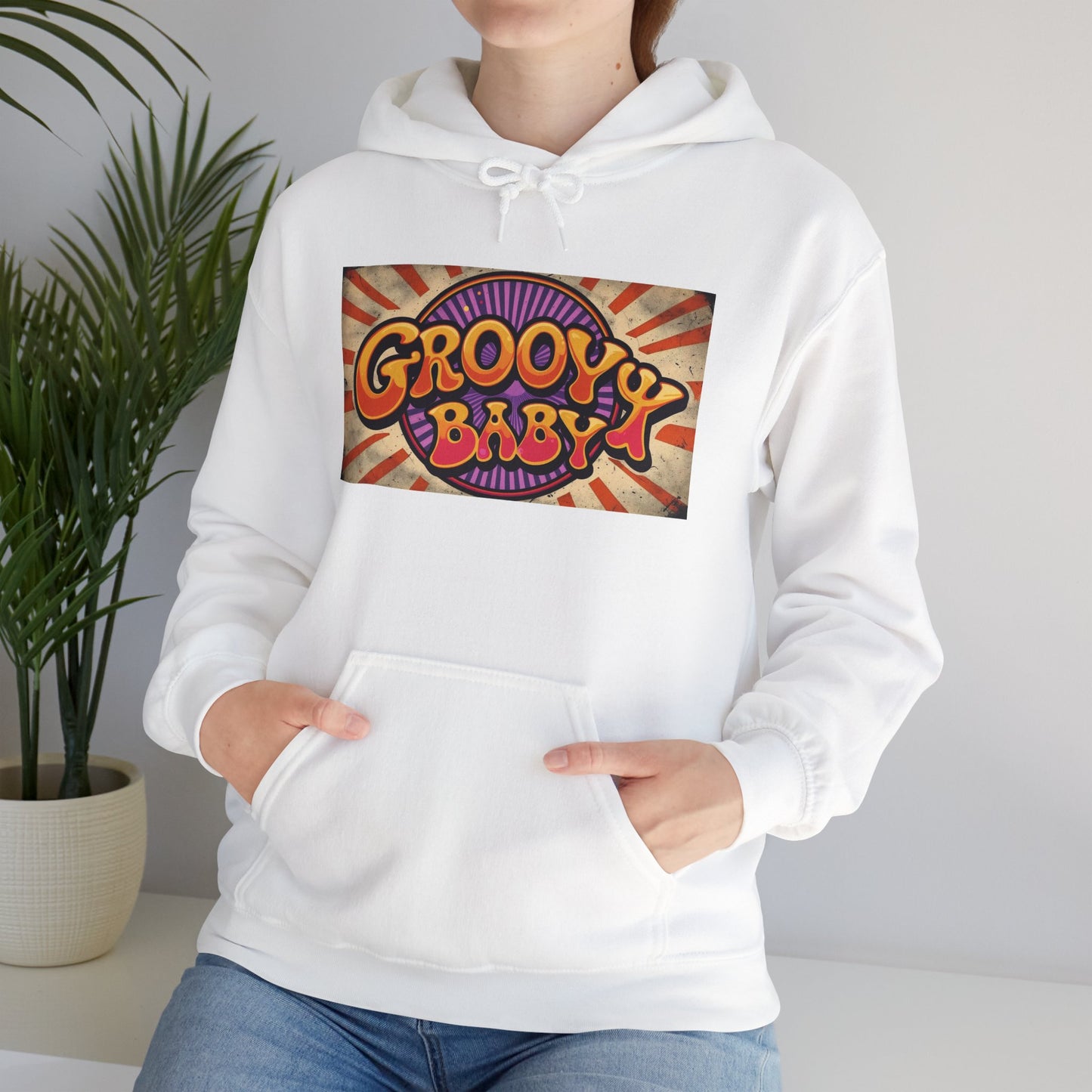 'GROOVY BABY' Hoodie, Unisex Heavy Blend Sweatshirt, Hooded Sweater, Hooded Jumper.