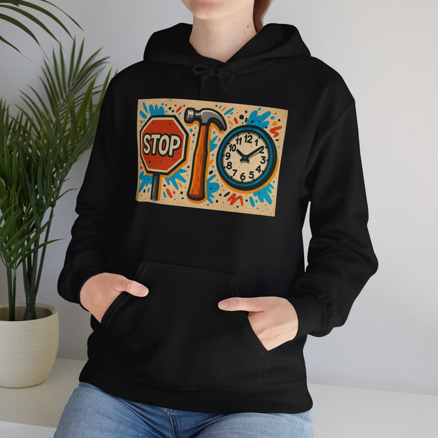 'STOP HAMMER TIME' Hoodie, Unisex Heavy Blend Sweatshirt, Hooded Sweater, Hooded Jumper.