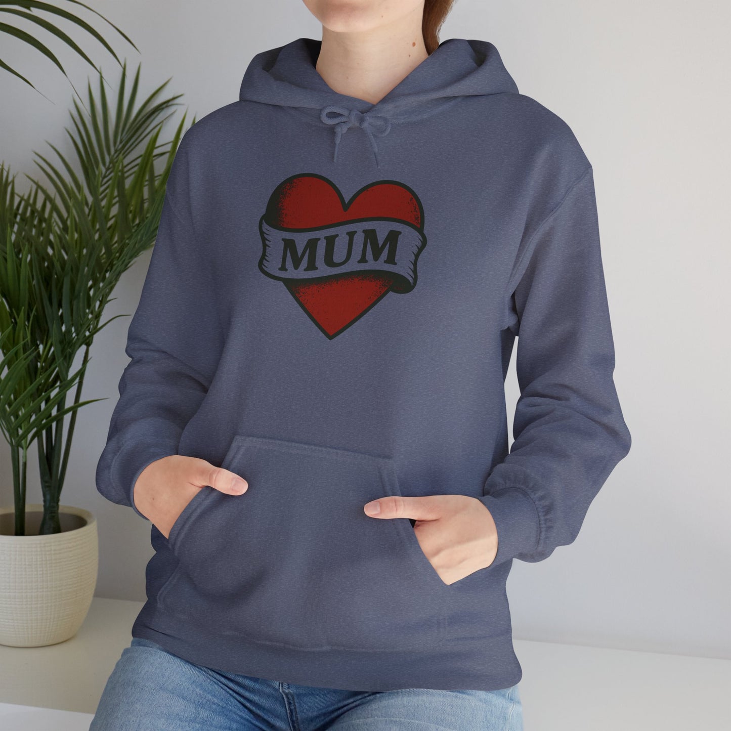 'MUM HEART' Hoodie, Unisex Heavy Blend Sweatshirt, Hooded Sweater, Hooded Jumper.