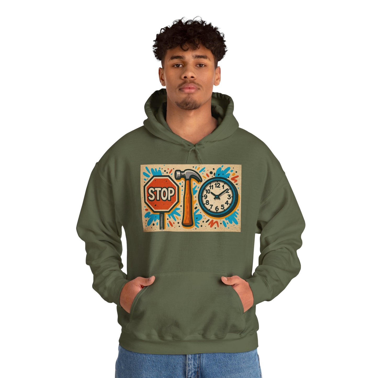 'STOP HAMMER TIME' Hoodie, Unisex Heavy Blend Sweatshirt, Hooded Sweater, Hooded Jumper.