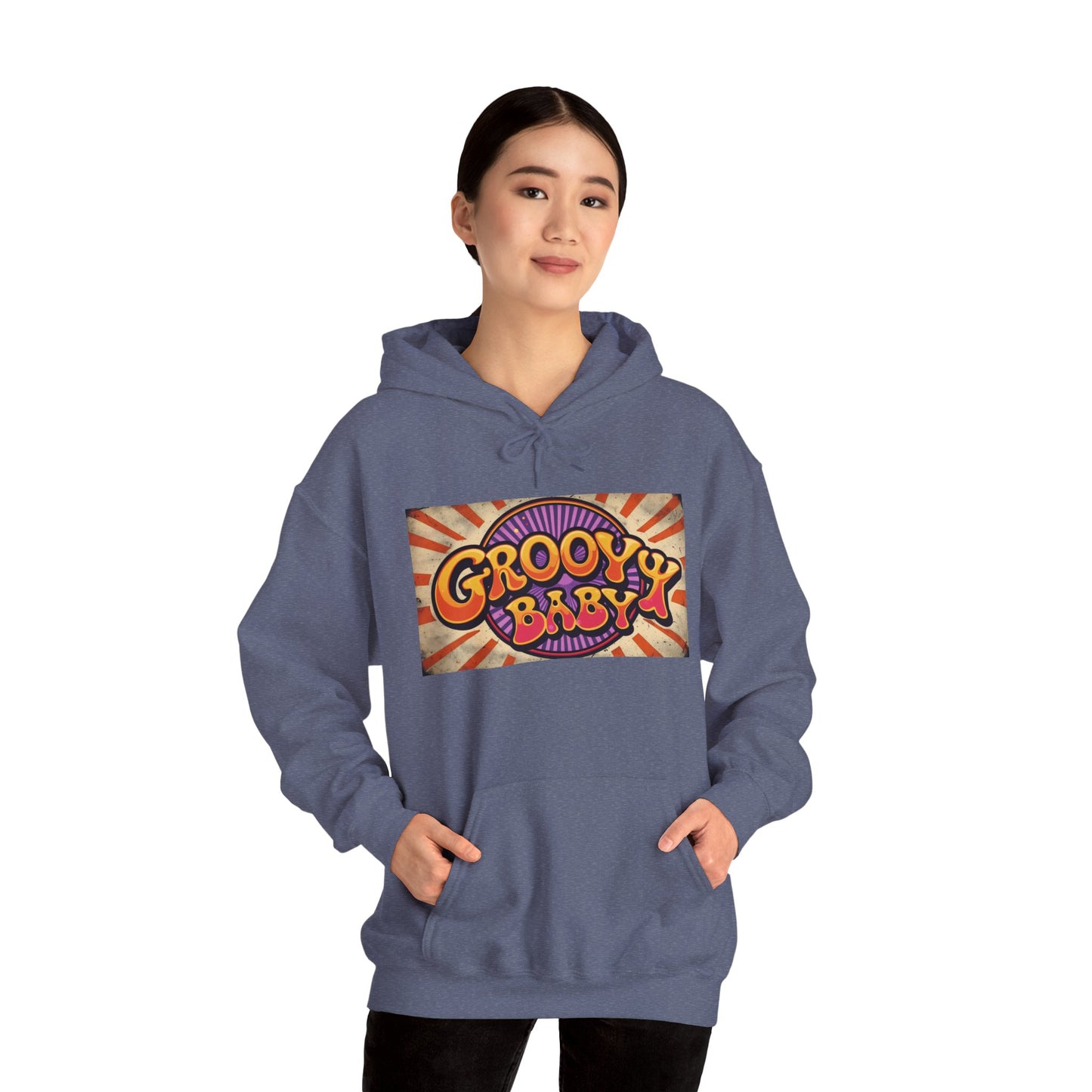 'GROOVY BABY' Hoodie, Unisex Heavy Blend Sweatshirt, Hooded Sweater, Hooded Jumper.