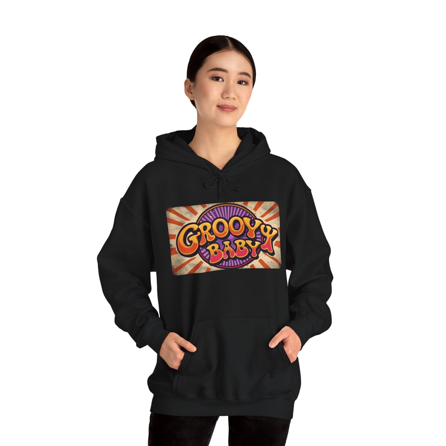 'GROOVY BABY' Hoodie, Unisex Heavy Blend Sweatshirt, Hooded Sweater, Hooded Jumper.