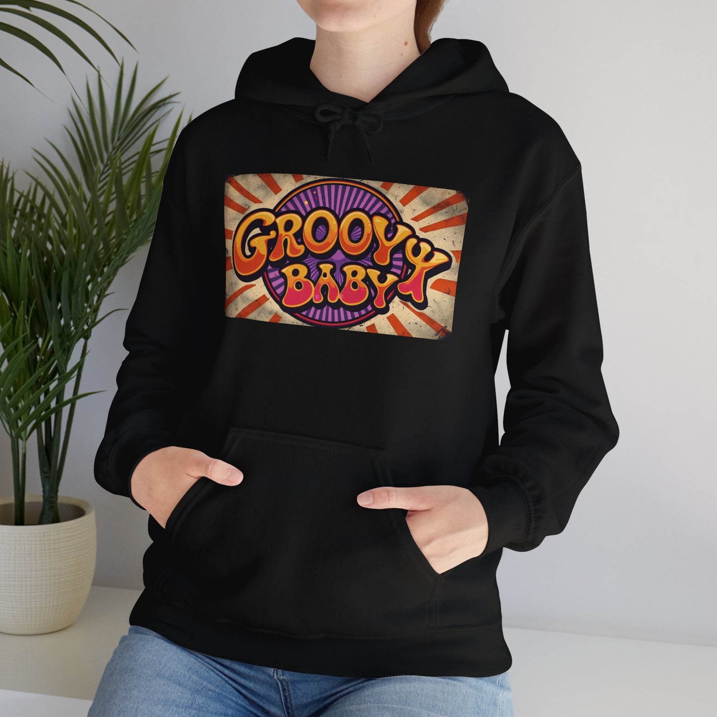 'GROOVY BABY' Hoodie, Unisex Heavy Blend Sweatshirt, Hooded Sweater, Hooded Jumper.