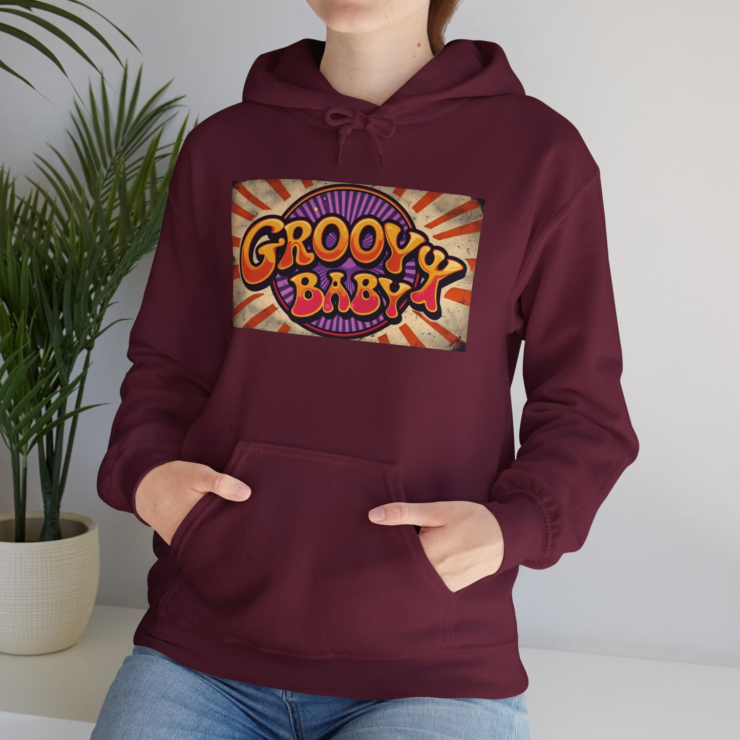 'GROOVY BABY' Hoodie, Unisex Heavy Blend Sweatshirt, Hooded Sweater, Hooded Jumper.