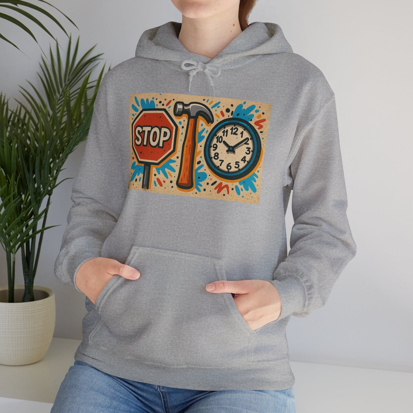 'STOP HAMMER TIME' Hoodie, Unisex Heavy Blend Sweatshirt, Hooded Sweater, Hooded Jumper.