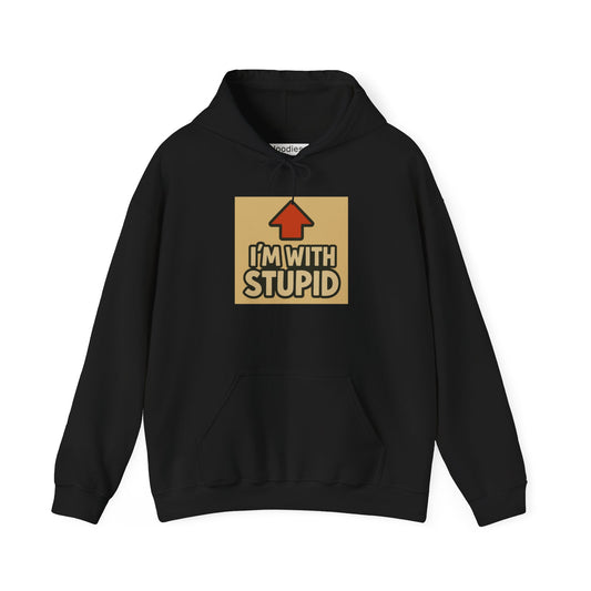 'I'M WITH STUPID' Hoodie, Unisex Heavy Blend Sweatshirt, Hooded Sweater, Hooded Jumper.