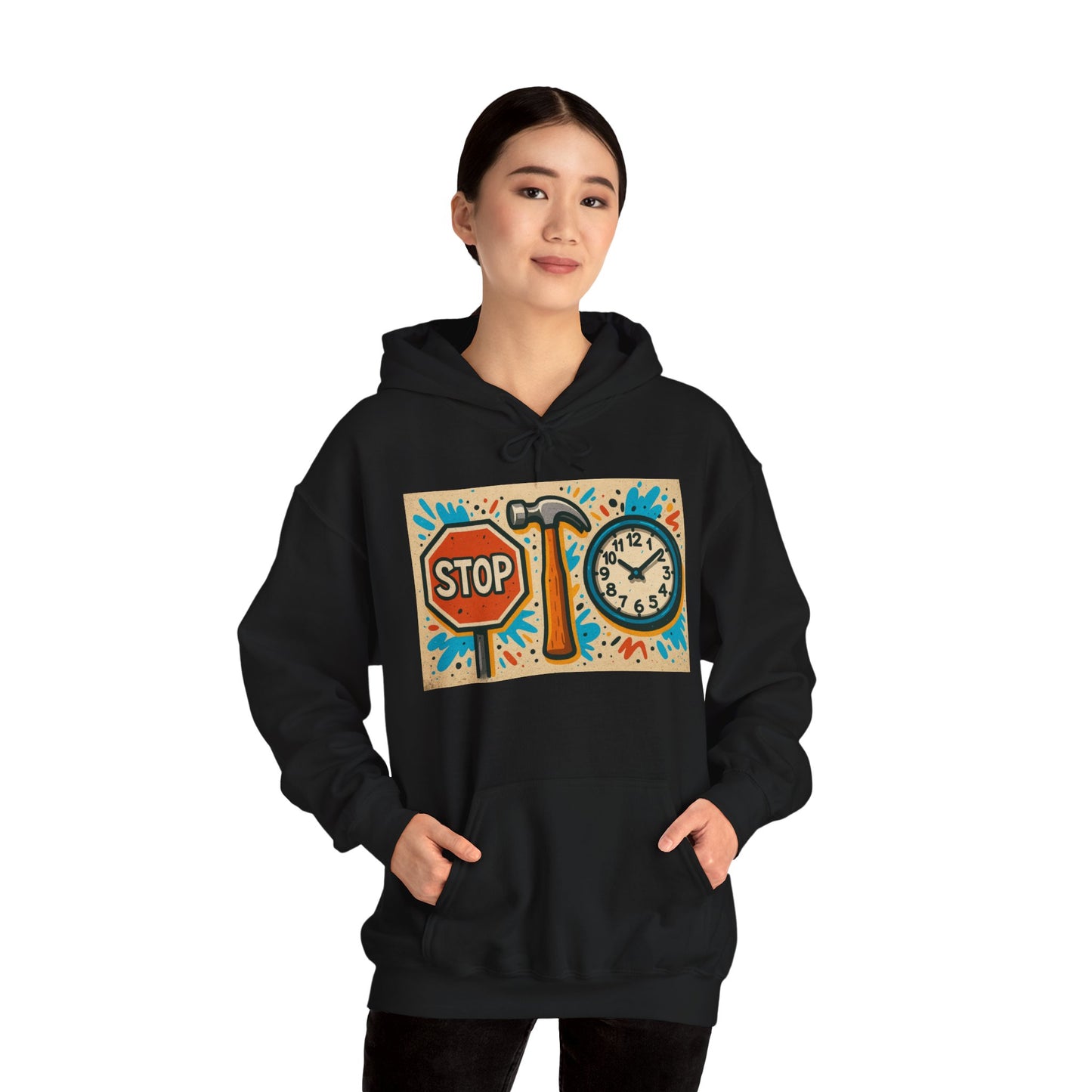 'STOP HAMMER TIME' Hoodie, Unisex Heavy Blend Sweatshirt, Hooded Sweater, Hooded Jumper.