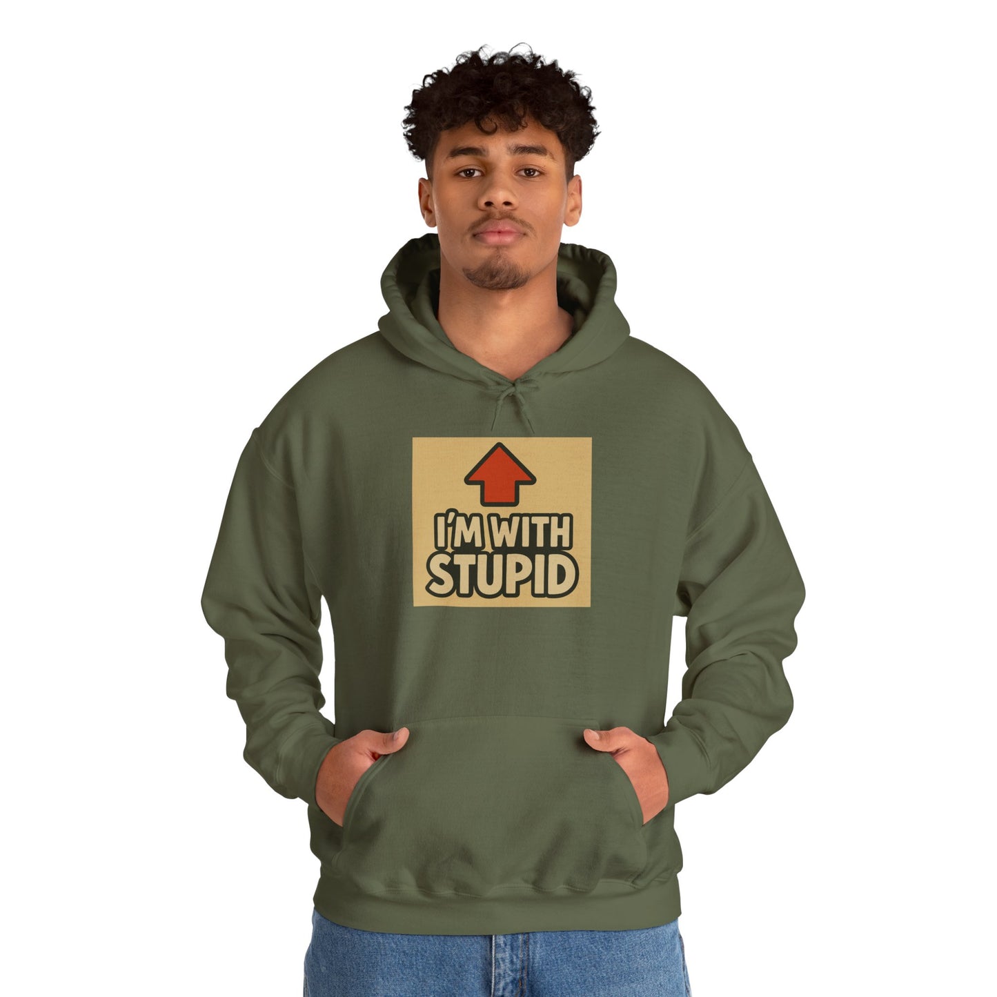 'I'M WITH STUPID' Hoodie, Unisex Heavy Blend Sweatshirt, Hooded Sweater, Hooded Jumper.