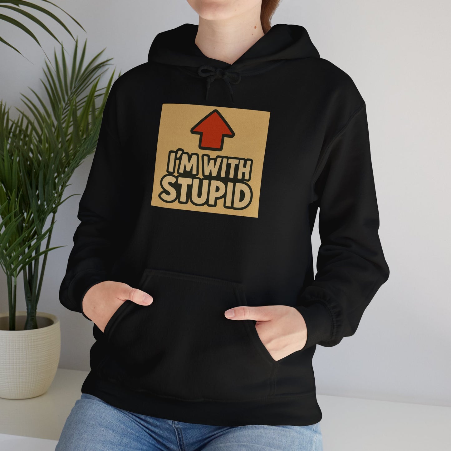 'I'M WITH STUPID' Hoodie, Unisex Heavy Blend Sweatshirt, Hooded Sweater, Hooded Jumper.