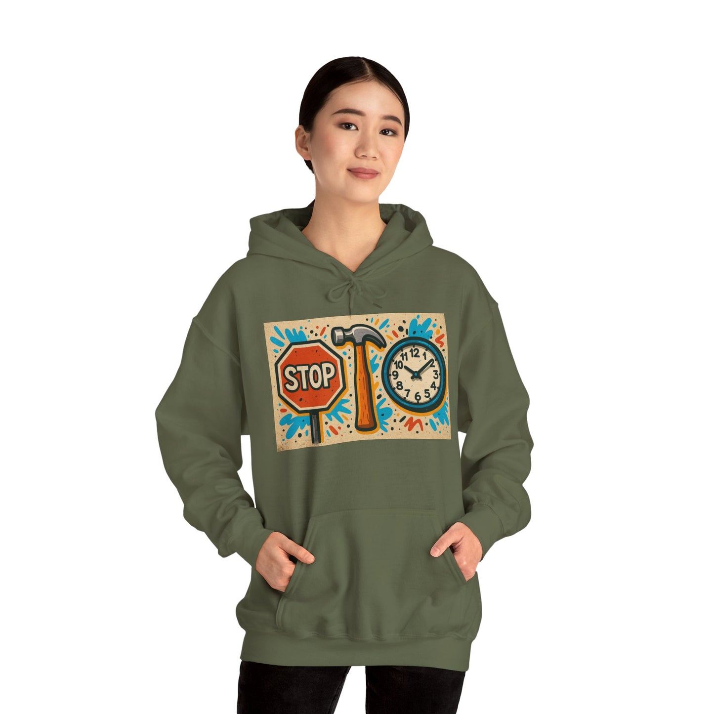 'STOP HAMMER TIME' Hoodie, Unisex Heavy Blend Sweatshirt, Hooded Sweater, Hooded Jumper.