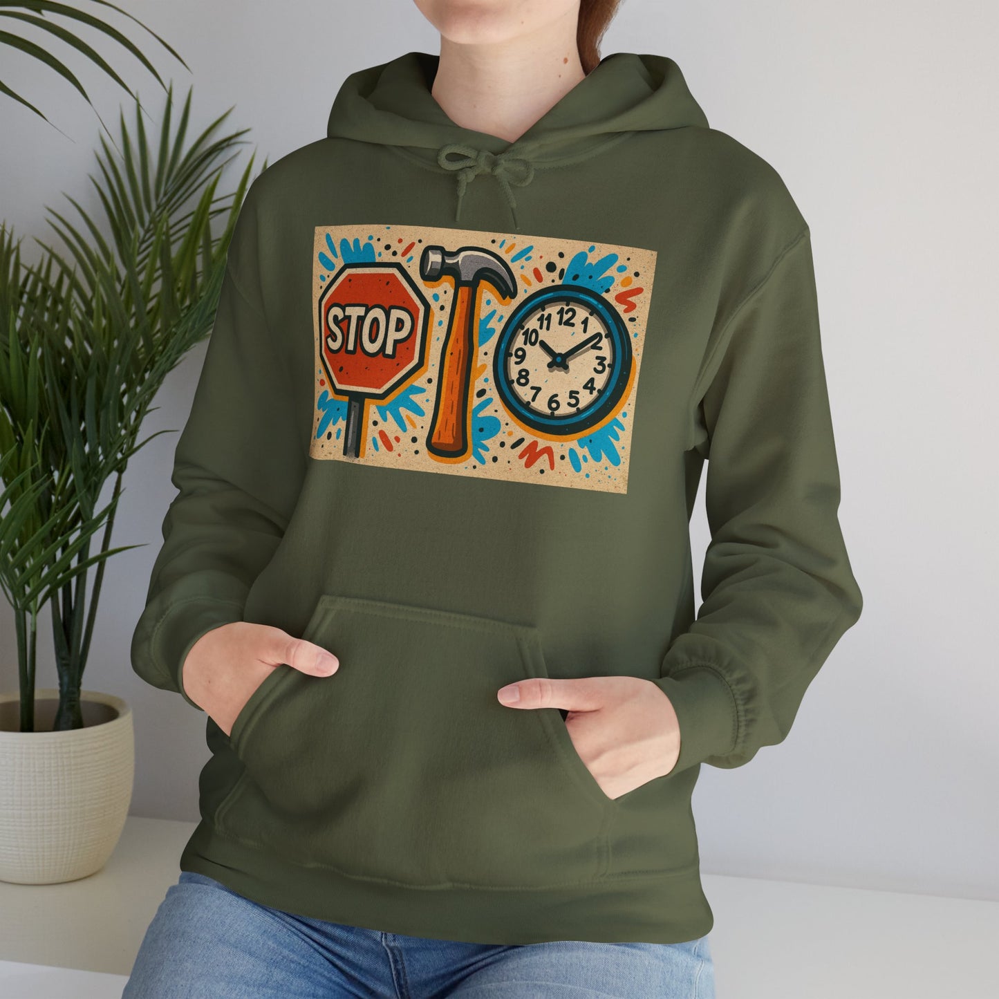 'STOP HAMMER TIME' Hoodie, Unisex Heavy Blend Sweatshirt, Hooded Sweater, Hooded Jumper.