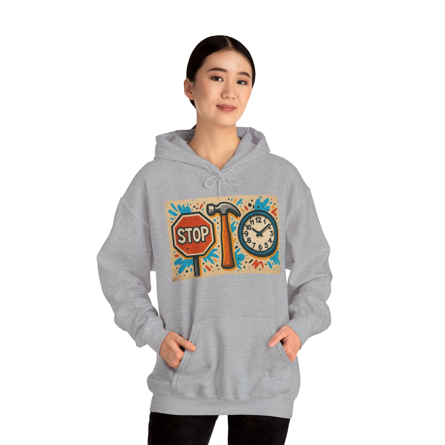 'STOP HAMMER TIME' Hoodie, Unisex Heavy Blend Sweatshirt, Hooded Sweater, Hooded Jumper.