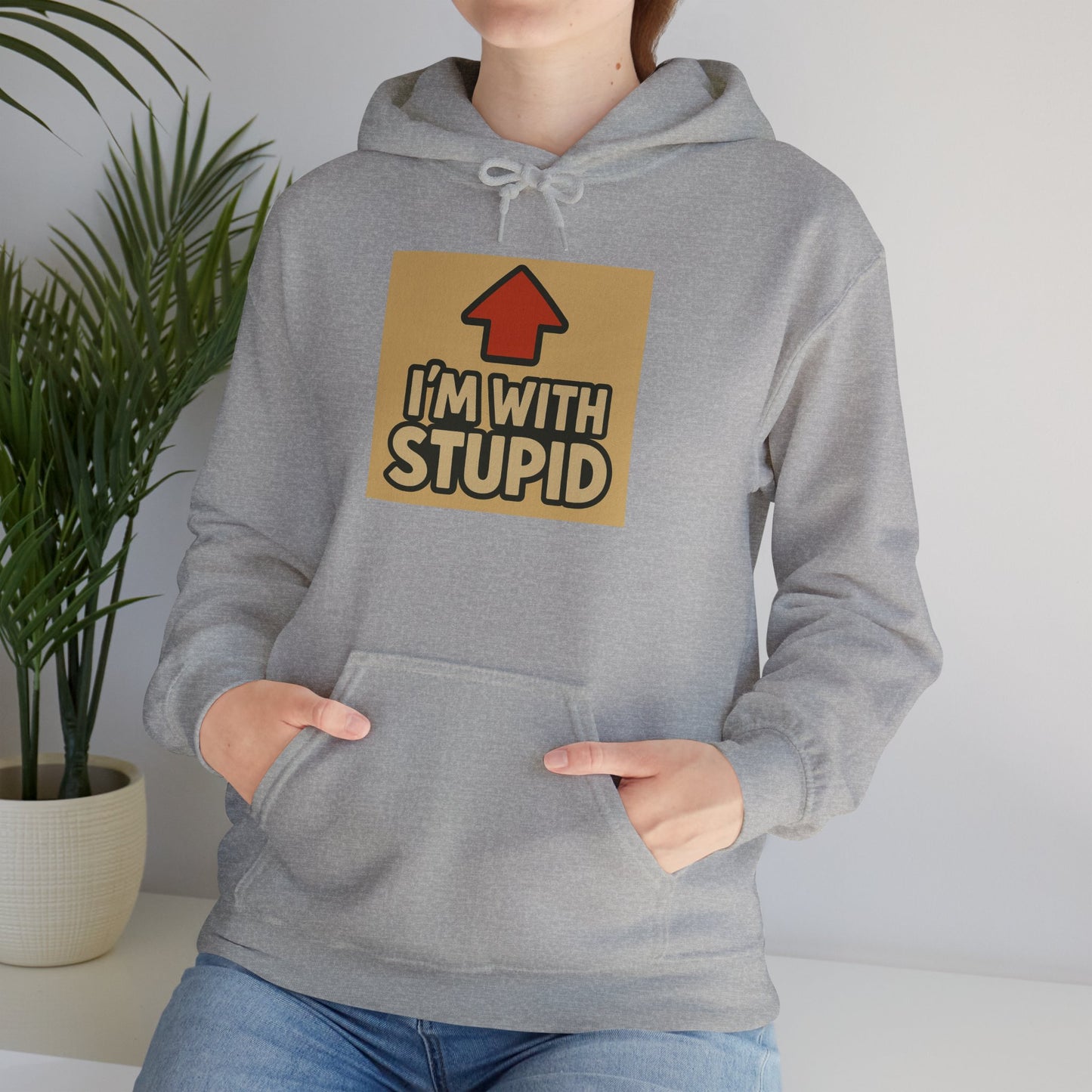 'I'M WITH STUPID' Hoodie, Unisex Heavy Blend Sweatshirt, Hooded Sweater, Hooded Jumper.