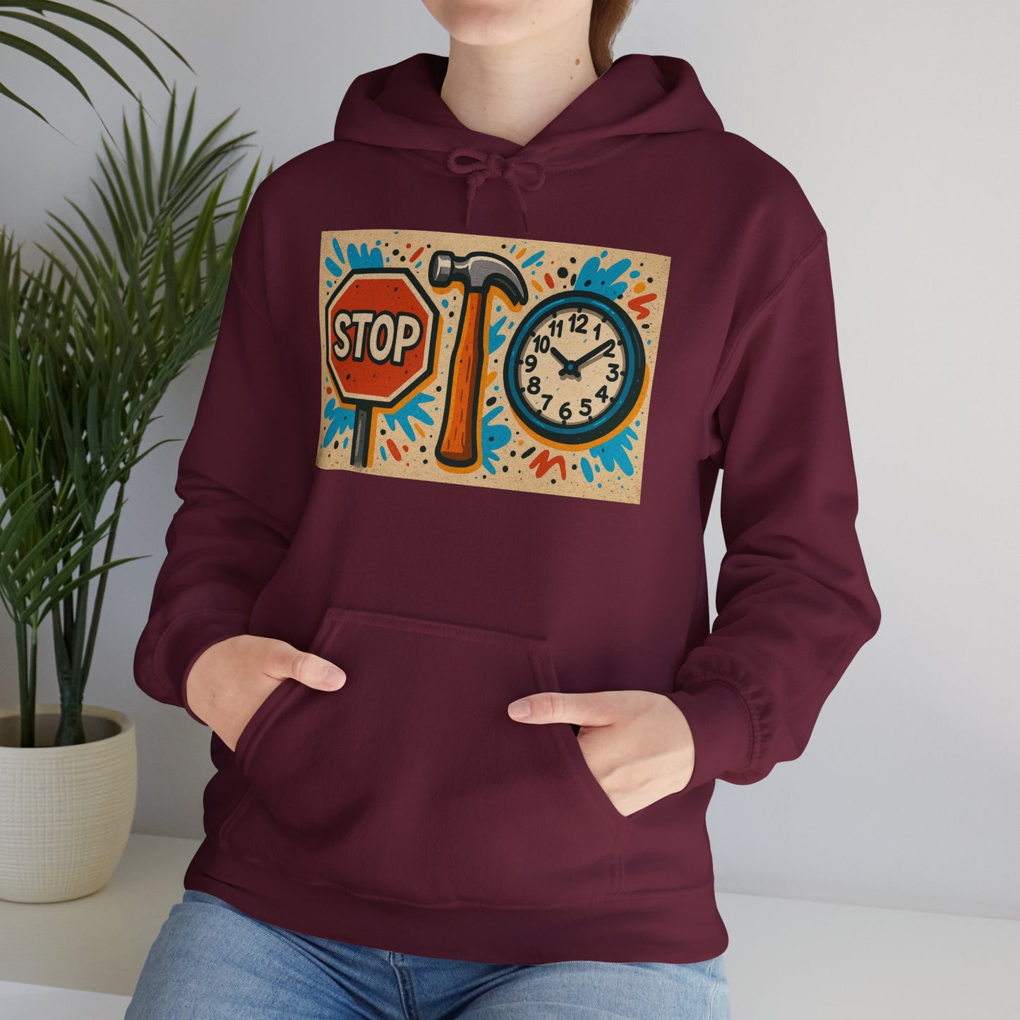 'STOP HAMMER TIME' Hoodie, Unisex Heavy Blend Sweatshirt, Hooded Sweater, Hooded Jumper.