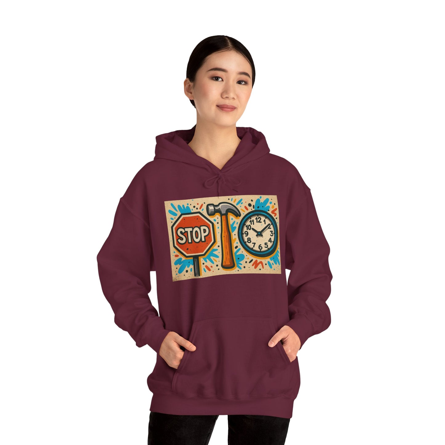 'STOP HAMMER TIME' Hoodie, Unisex Heavy Blend Sweatshirt, Hooded Sweater, Hooded Jumper.