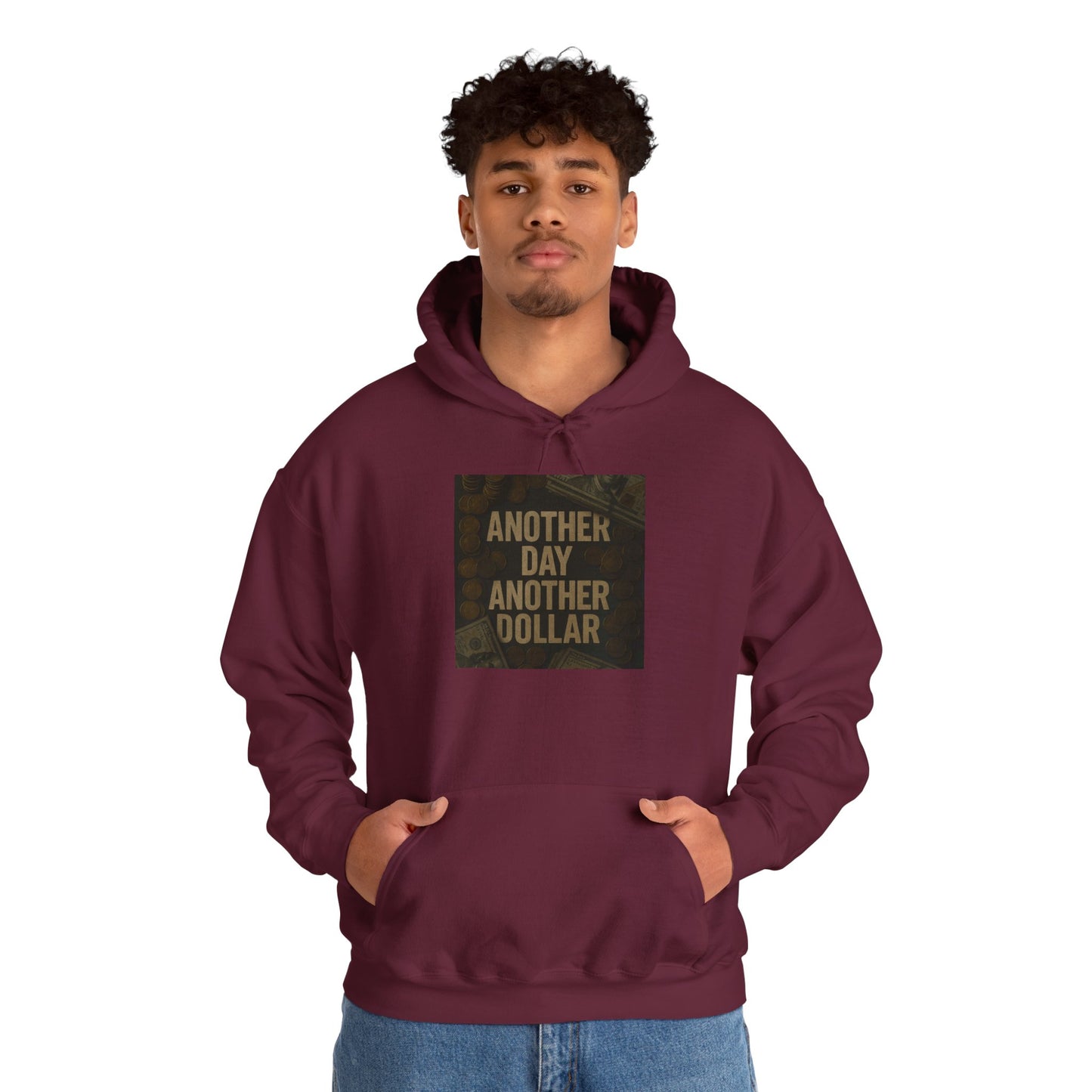 'ANOTHER DAY ANOTHER DOLLAR' Hoodie, Unisex Heavy Blend Sweatshirt, Hooded Sweater, Hooded Jumper.
