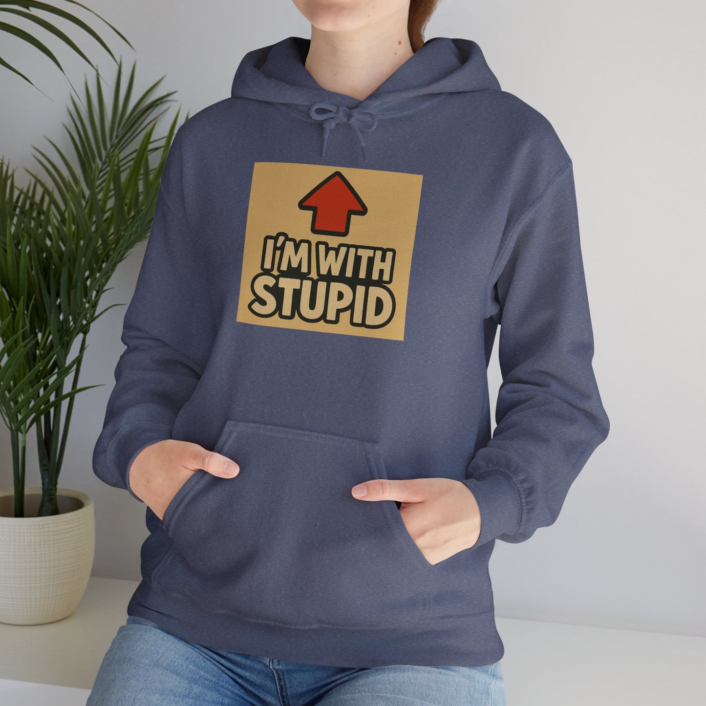 'I'M WITH STUPID' Hoodie, Unisex Heavy Blend Sweatshirt, Hooded Sweater, Hooded Jumper.