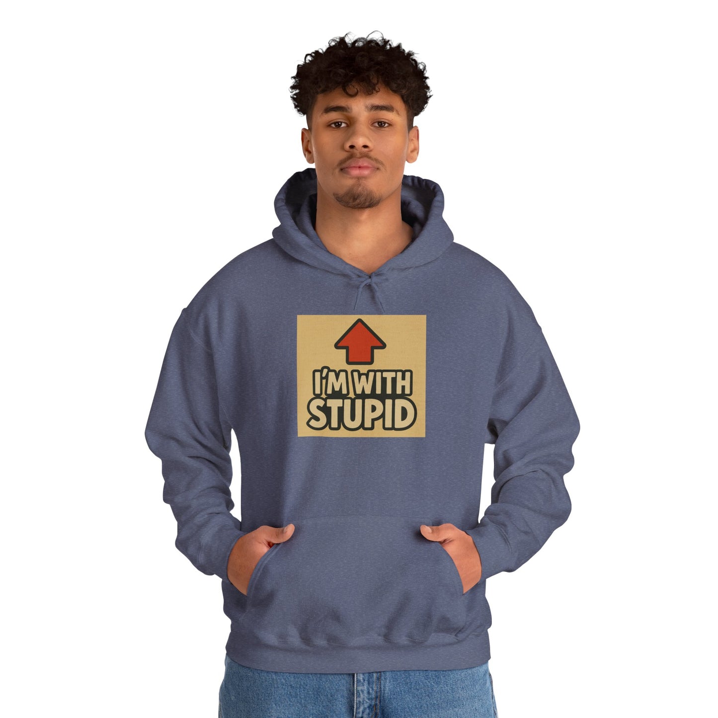 'I'M WITH STUPID' Hoodie, Unisex Heavy Blend Sweatshirt, Hooded Sweater, Hooded Jumper.