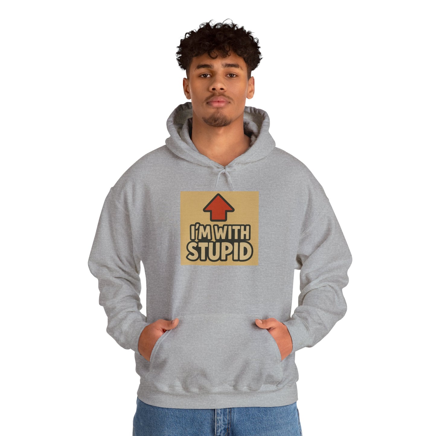 'I'M WITH STUPID' Hoodie, Unisex Heavy Blend Sweatshirt, Hooded Sweater, Hooded Jumper.