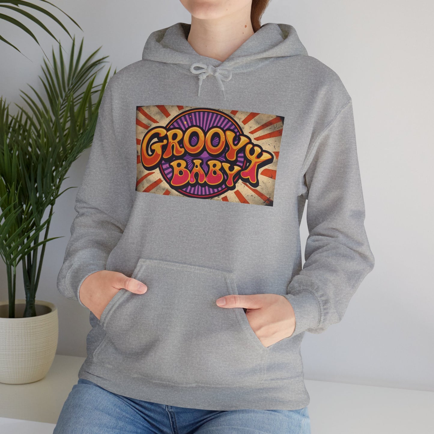 'GROOVY BABY' Hoodie, Unisex Heavy Blend Sweatshirt, Hooded Sweater, Hooded Jumper.