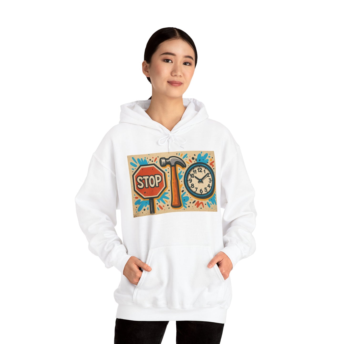 'STOP HAMMER TIME' Hoodie, Unisex Heavy Blend Sweatshirt, Hooded Sweater, Hooded Jumper.