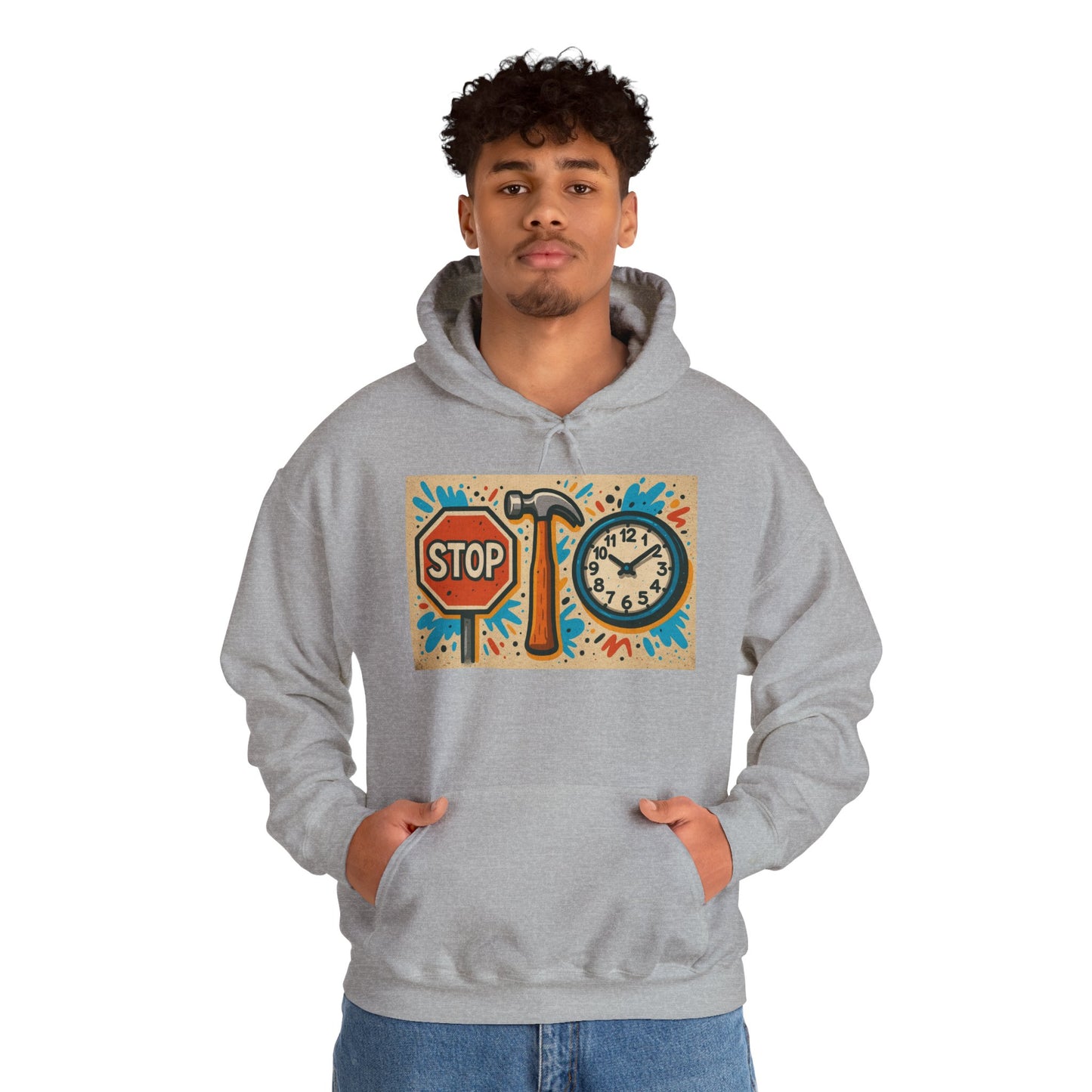 'STOP HAMMER TIME' Hoodie, Unisex Heavy Blend Sweatshirt, Hooded Sweater, Hooded Jumper.