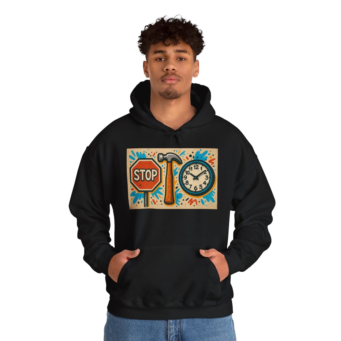 'STOP HAMMER TIME' Hoodie, Unisex Heavy Blend Sweatshirt, Hooded Sweater, Hooded Jumper.