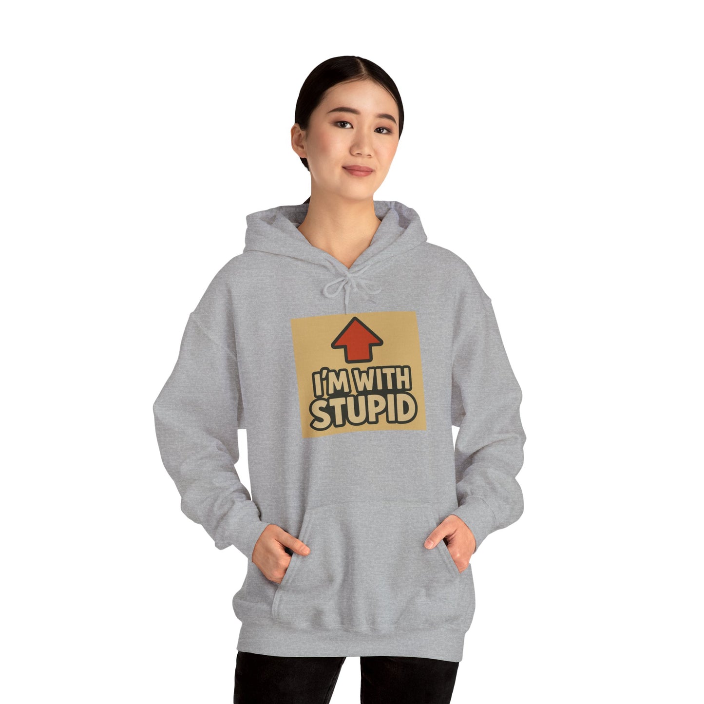 'I'M WITH STUPID' Hoodie, Unisex Heavy Blend Sweatshirt, Hooded Sweater, Hooded Jumper.