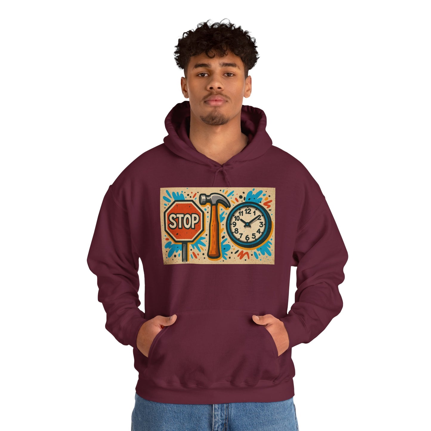 'STOP HAMMER TIME' Hoodie, Unisex Heavy Blend Sweatshirt, Hooded Sweater, Hooded Jumper.