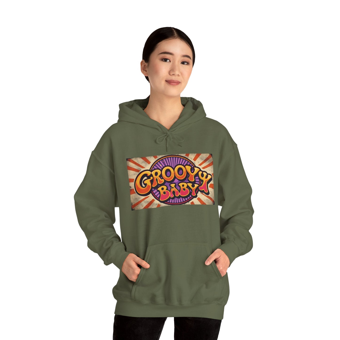 'GROOVY BABY' Hoodie, Unisex Heavy Blend Sweatshirt, Hooded Sweater, Hooded Jumper.